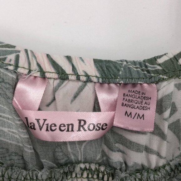 La vie en rose green leaf print  v neck chemise slip dress M - Picture 4 of 13